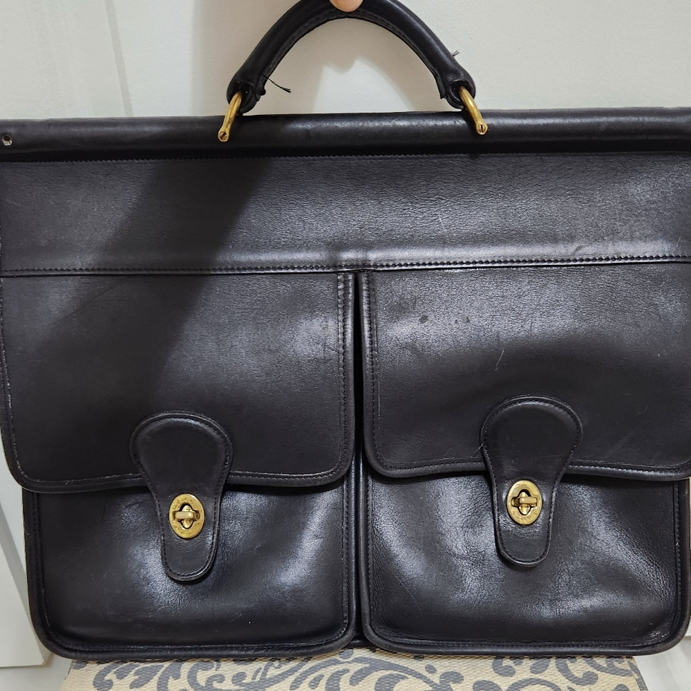 Coach Vintage Black Kensington  Leather Briefcase Messenger Bag 5279 - Picture 4 of 8